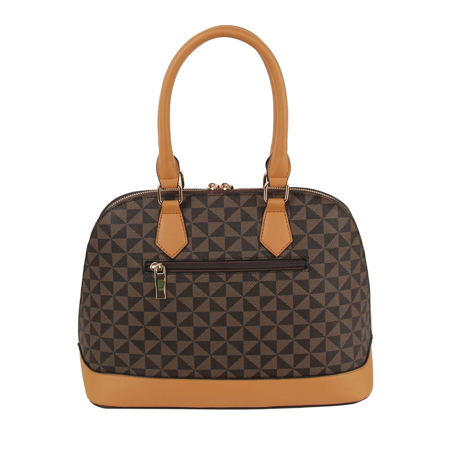 Handbag Brown Diamond Plaid Structured Satchel Bag