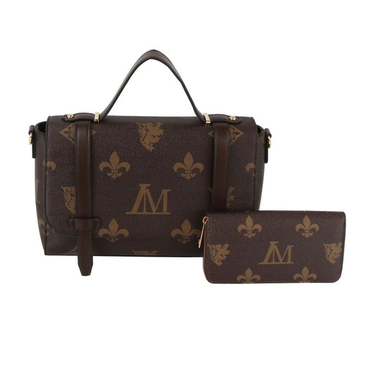 Messenger Brown Luxe Monogram Satchel Handbag Set