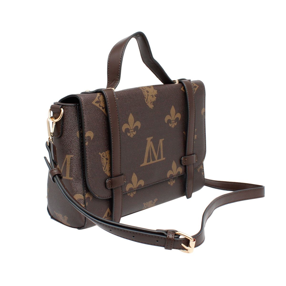 Messenger Brown Luxe Monogram Satchel Handbag Set