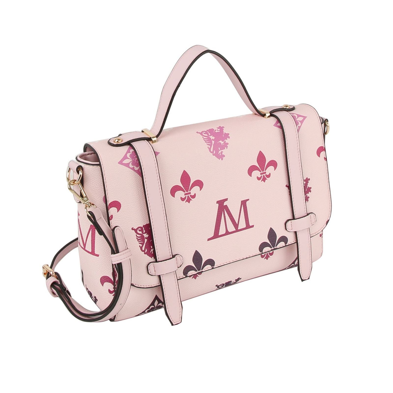 Messenger Pink Luxe Monogram Satchel Handbag Set