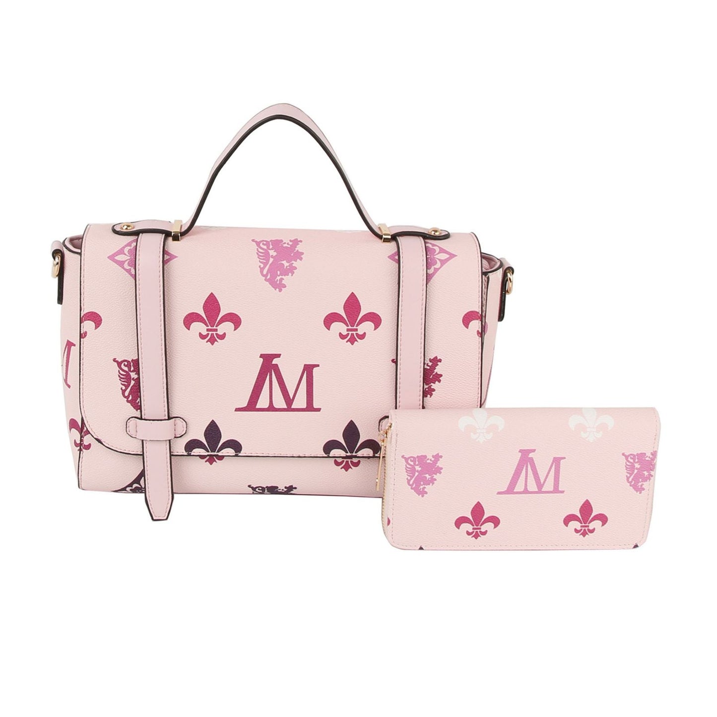 Messenger Pink Luxe Monogram Satchel Handbag Set