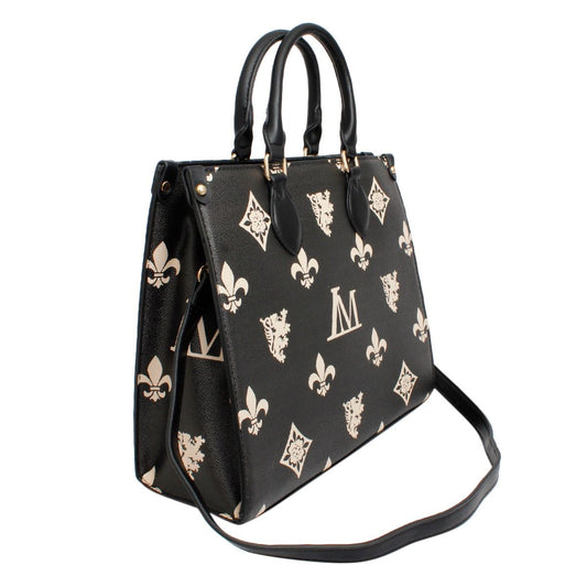 Tote Black Luxe Monogram Structured Satchel Bag