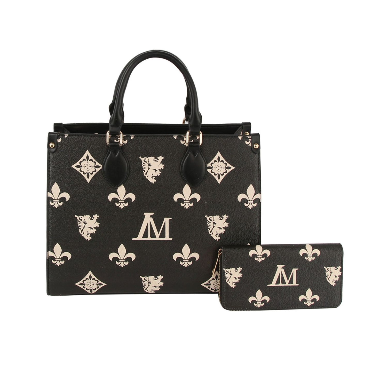 Tote Black Luxe Monogram Structured Satchel Bag