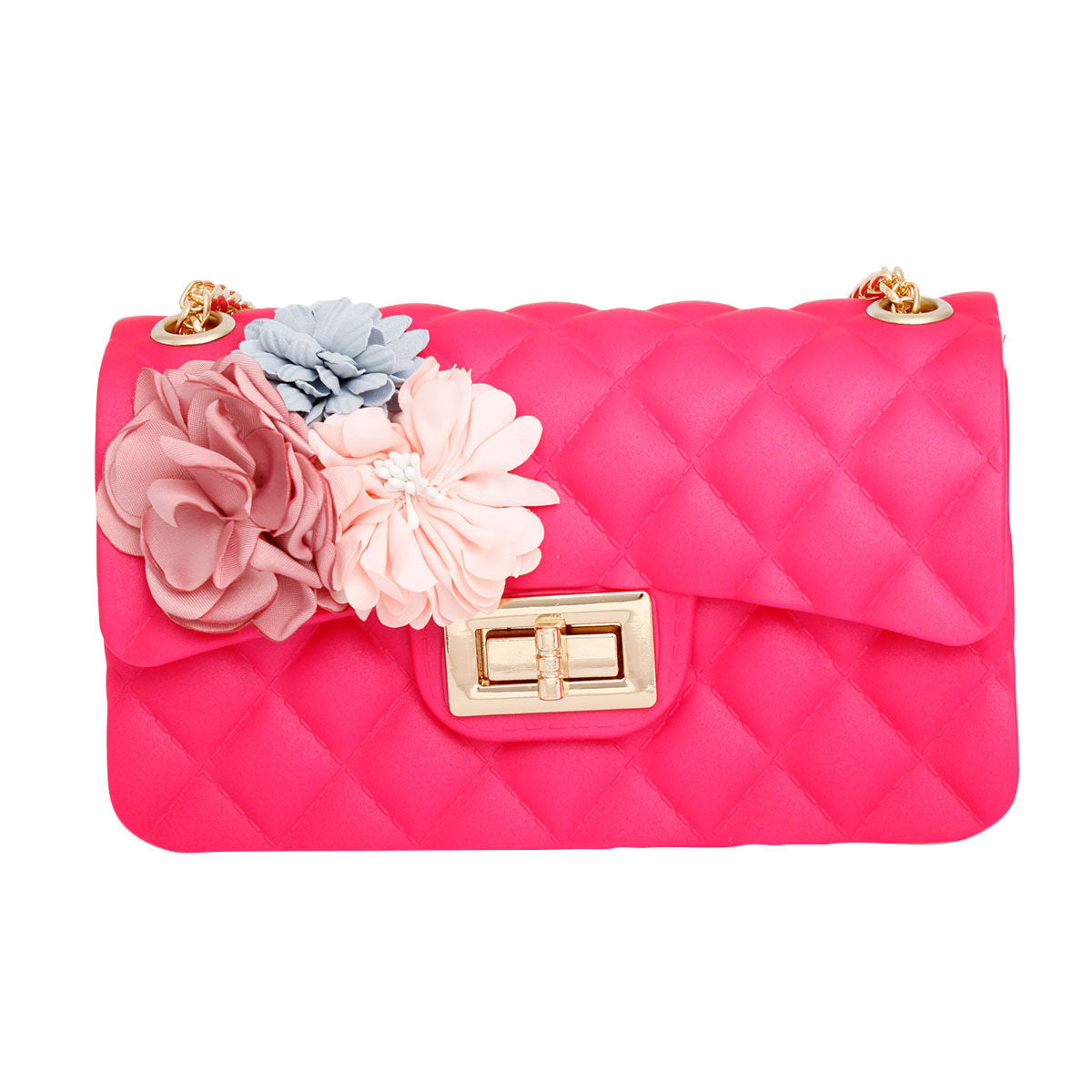 Purse Fuchsia Quilted Jelly Crossbody Bag Women