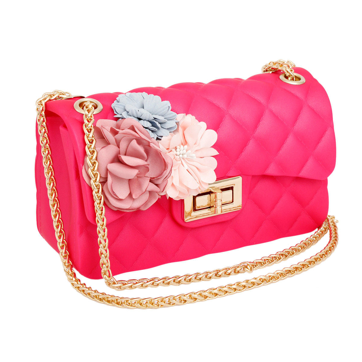 Purse Fuchsia Quilted Jelly Crossbody Bag Women