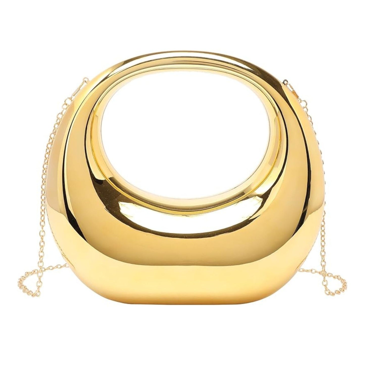 Handbag Gold Mirror Crescent Moon Evening Bag