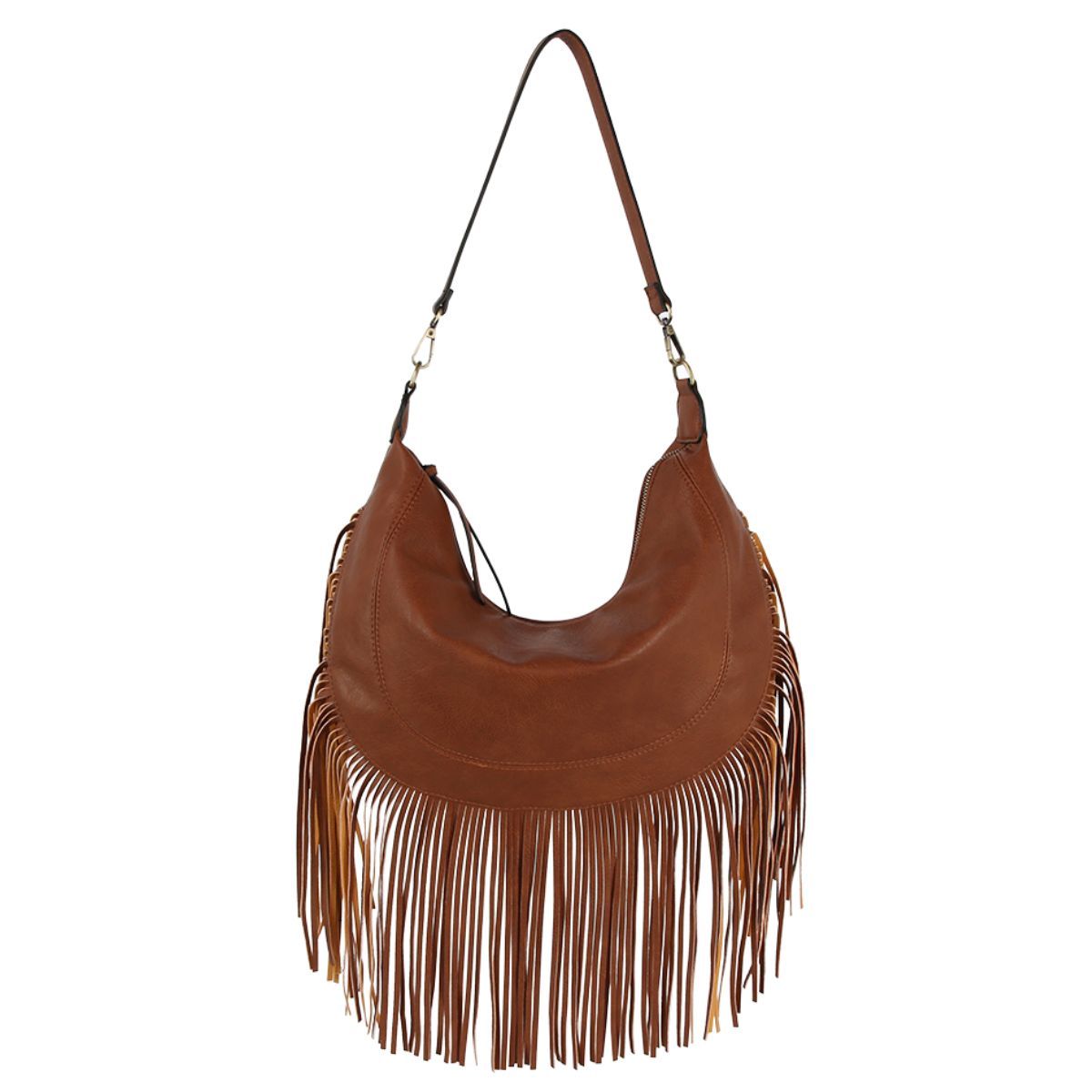 Purse Brown Round Fringe Hobo Bag for Women