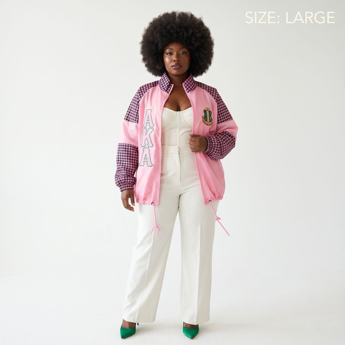 AKA Apparel Large Pink & Black Windbreaker Jacket