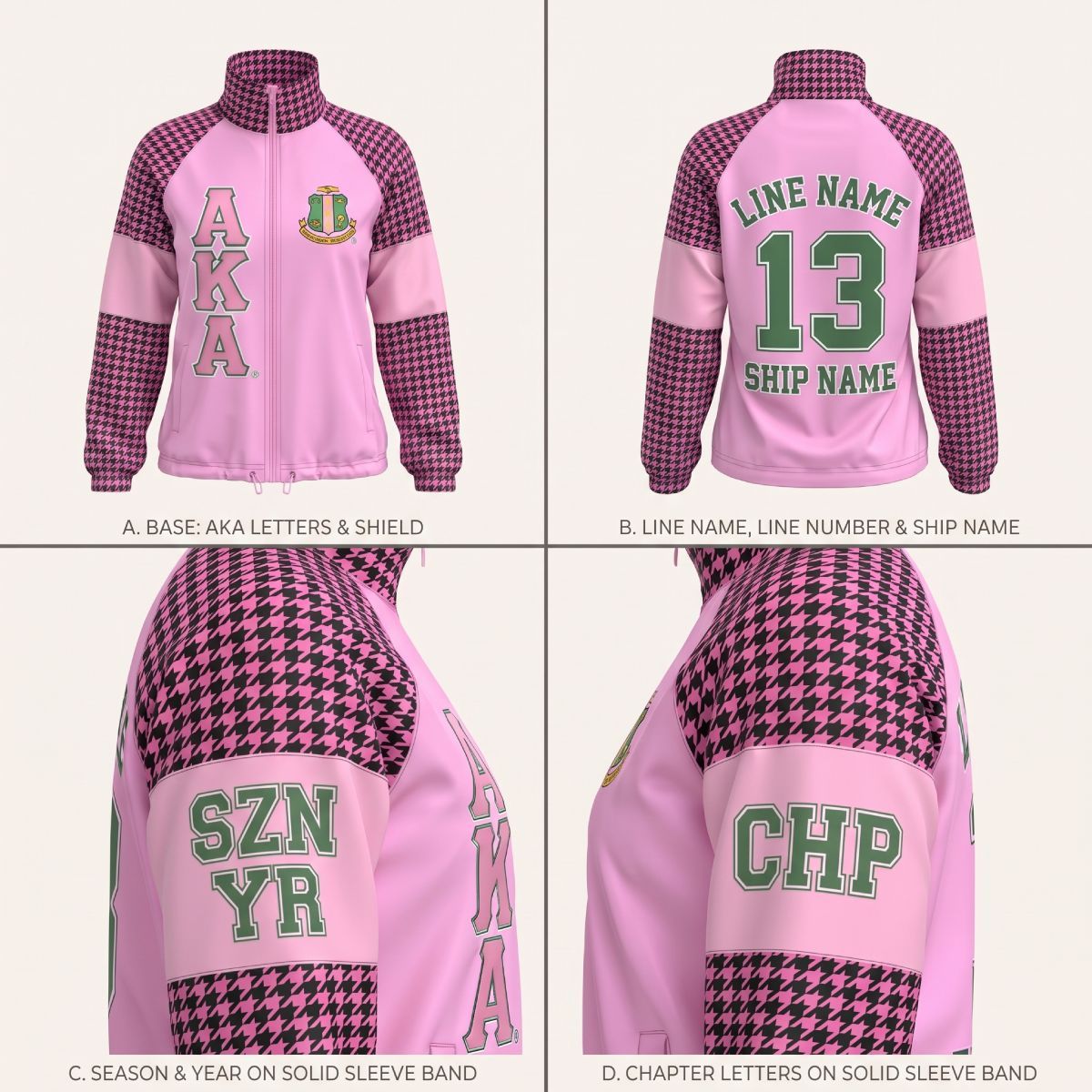 AKA Apparel Small Pink & Black Windbreaker Jacket