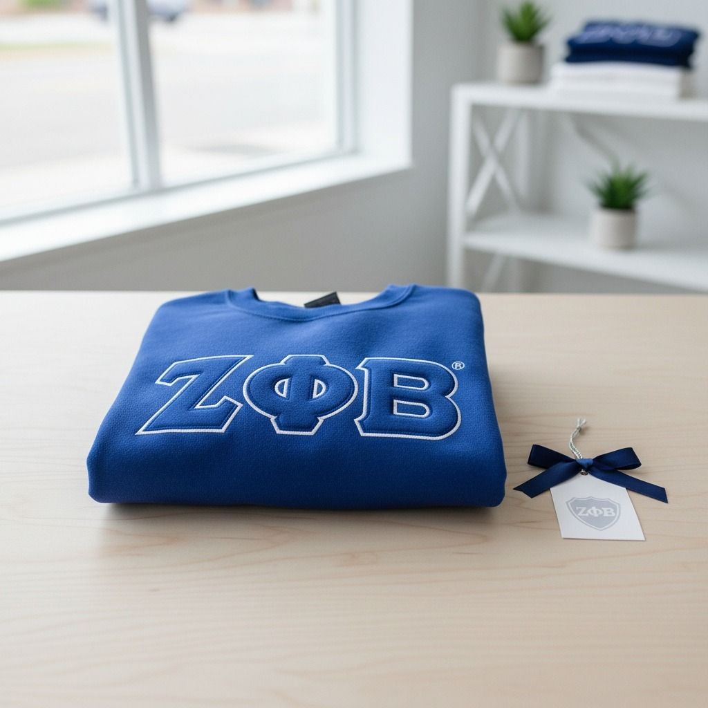 ZPB Greek Gear XL Blue Embroidered Crew Sweatshirt