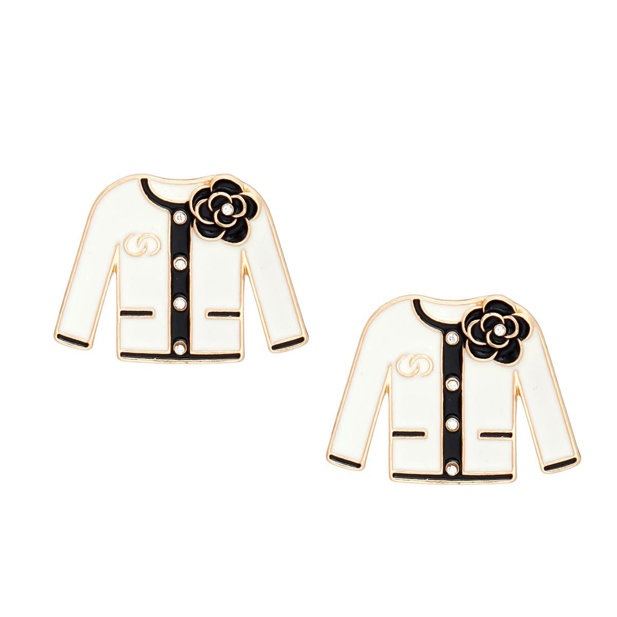 Studs Cream Gold Camellia Sweater Earrings Women