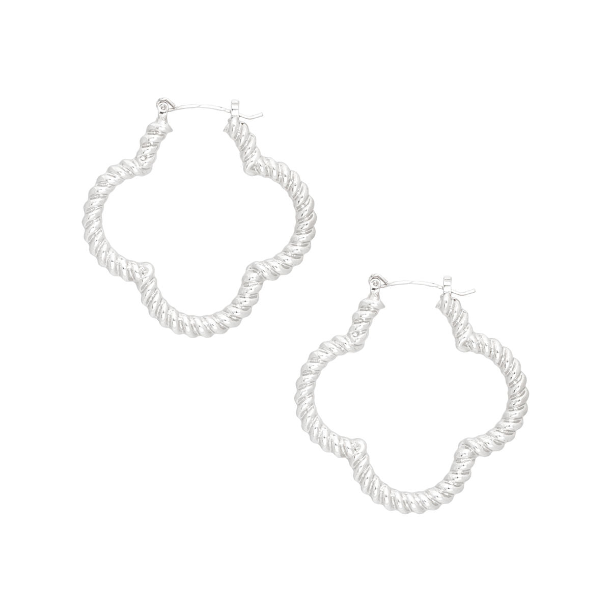 Hoops Silver Twisted Quatrefoil Earrings for Women