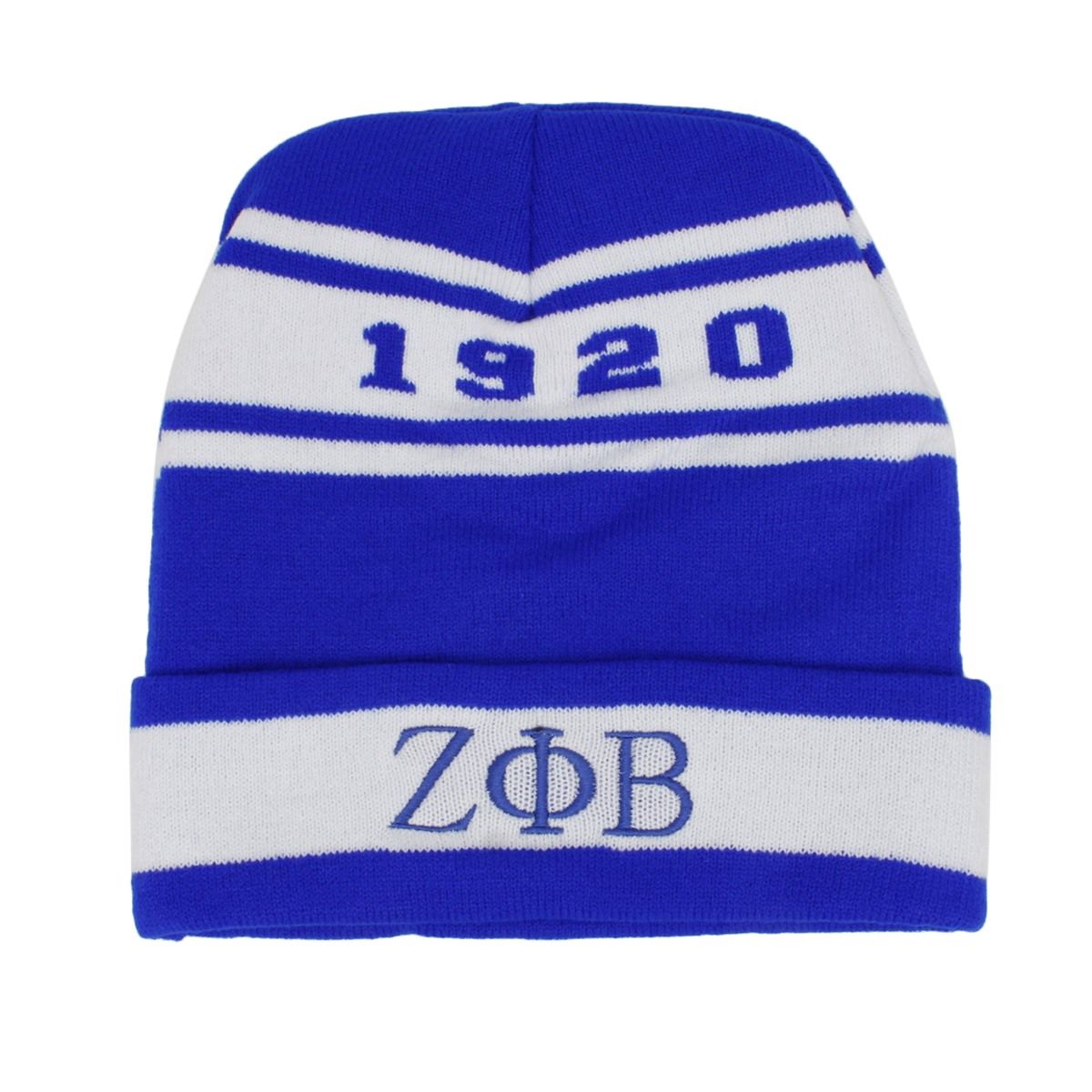 ZPB Sorority Blue White Stripe Fold Beanie Hat
