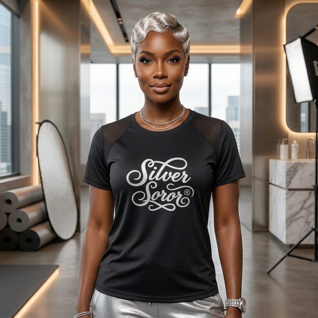 AKA 2XL Silver Soror Black Athletic Tee