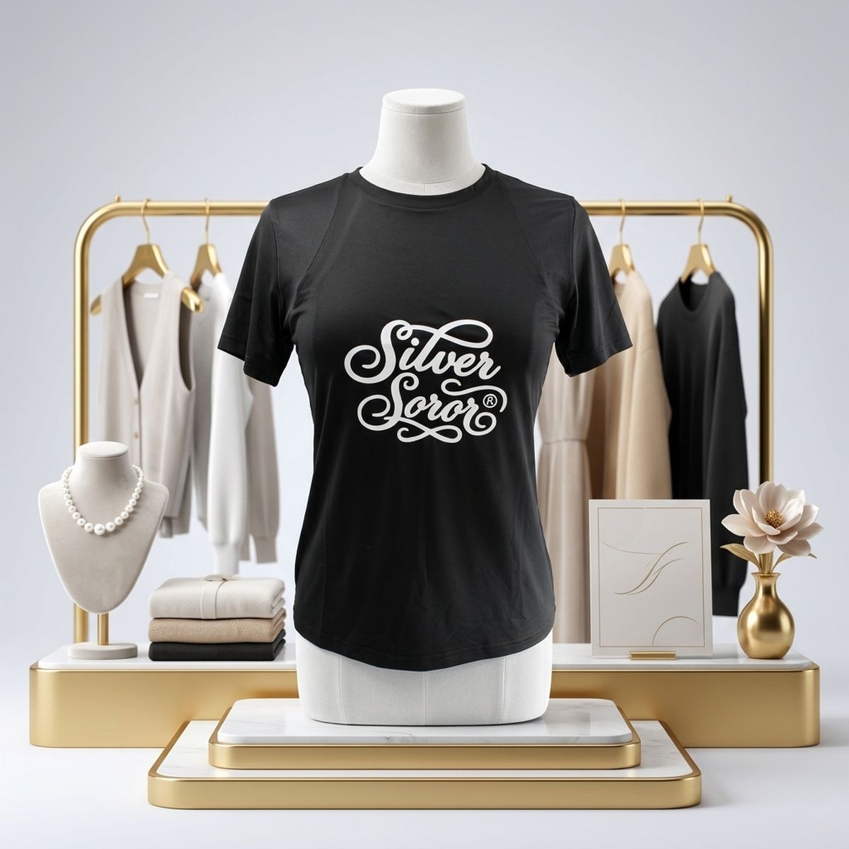 AKA 2XL Silver Soror Black Athletic Tee
