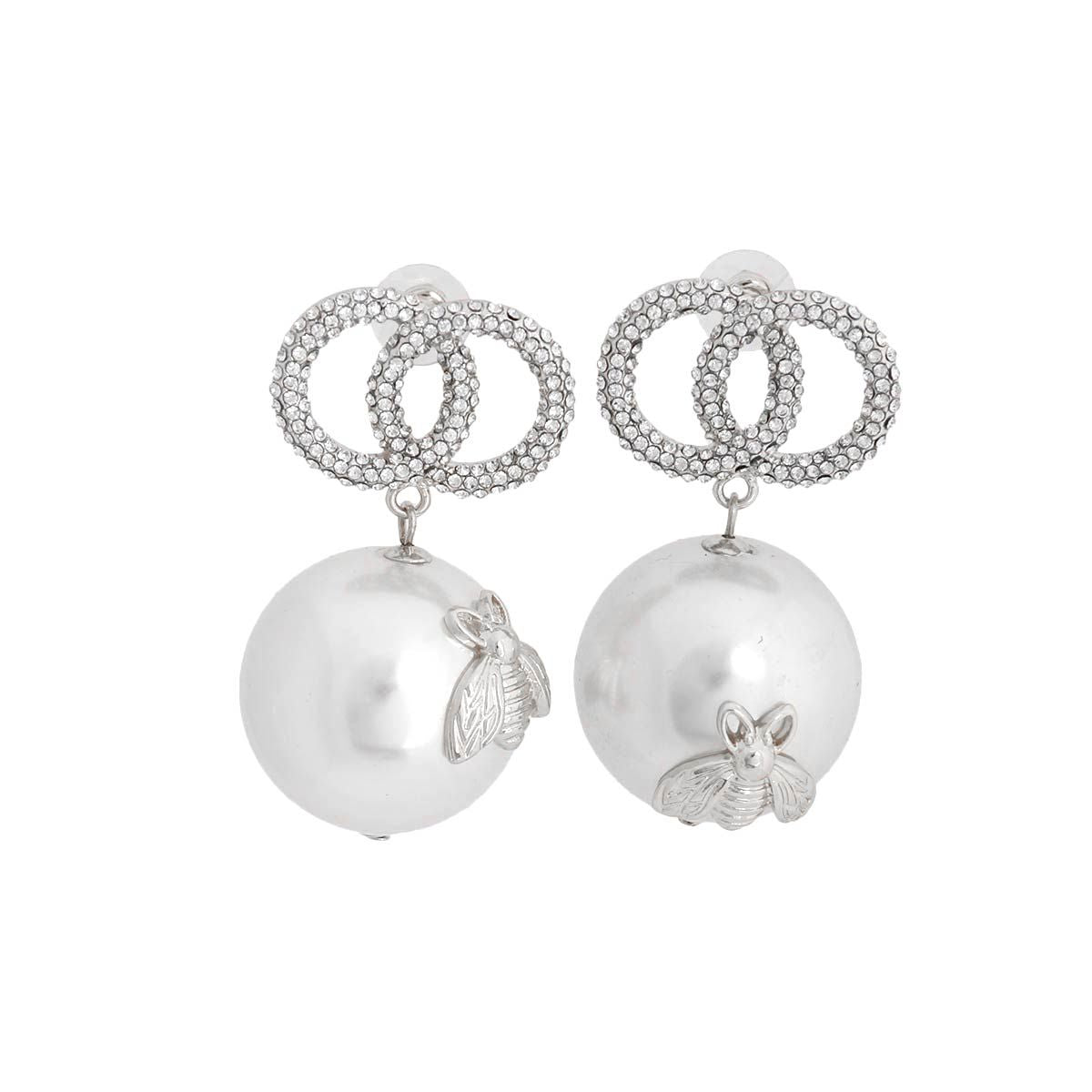 Silver Infinity Stud Jumbo Pearl Earrings