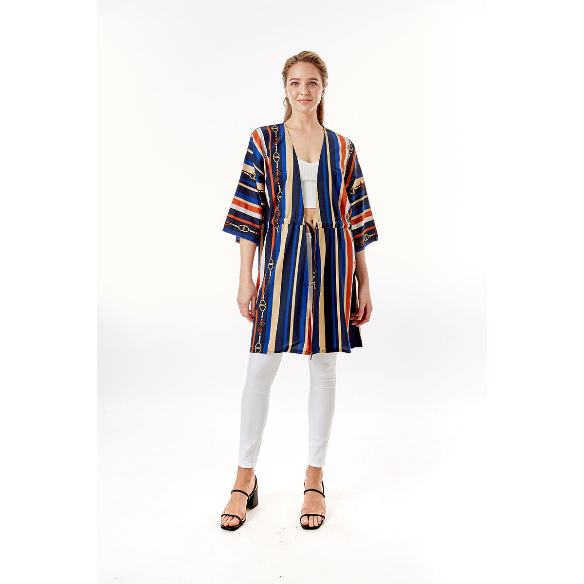 Navy Stripe Designer Horsebit Cover Up