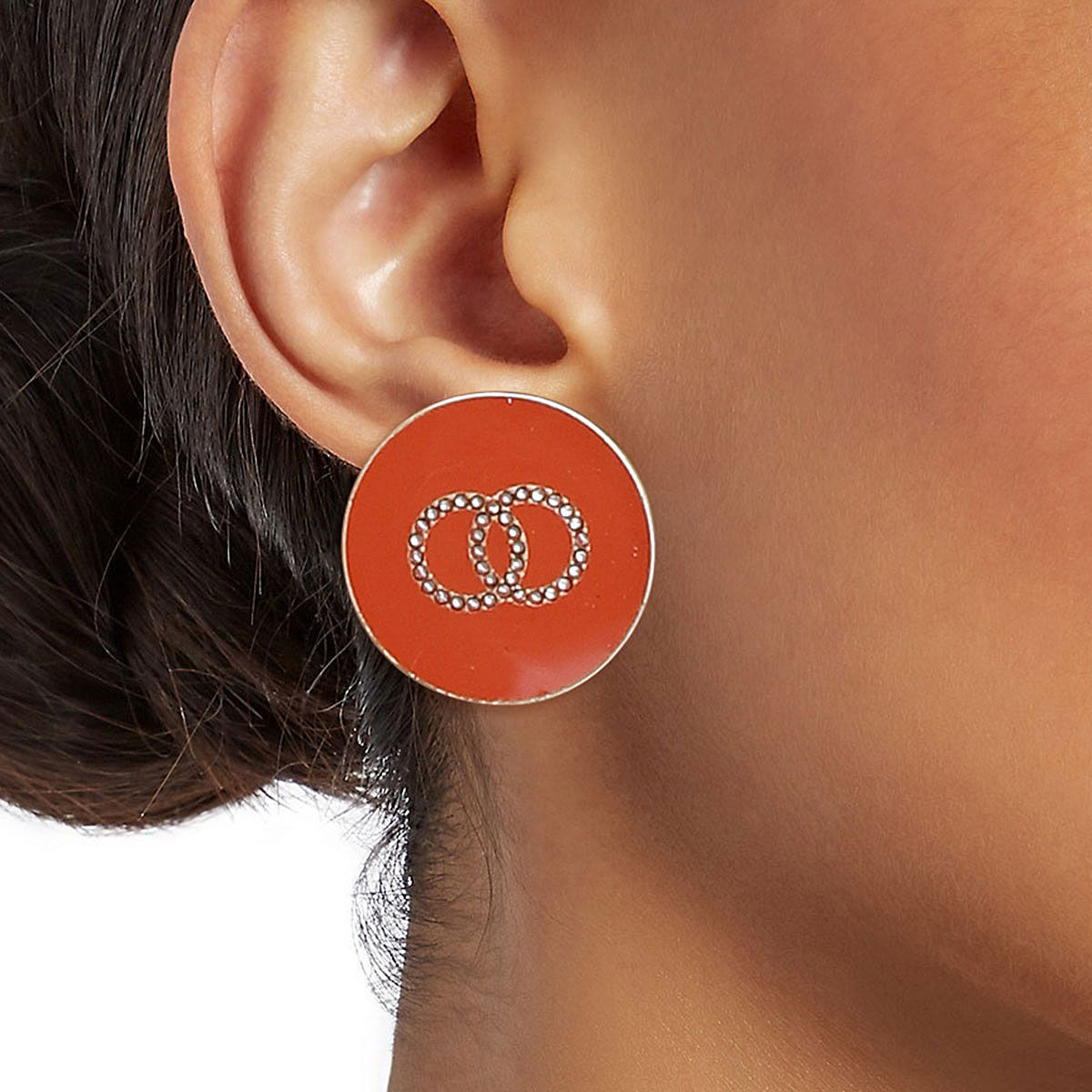 Orange and Gold Designer Flat Studs