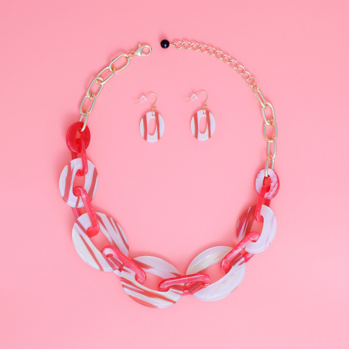 Red White Marbled Link Set