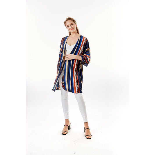 Navy Stripe Designer Horsebit Cover Up