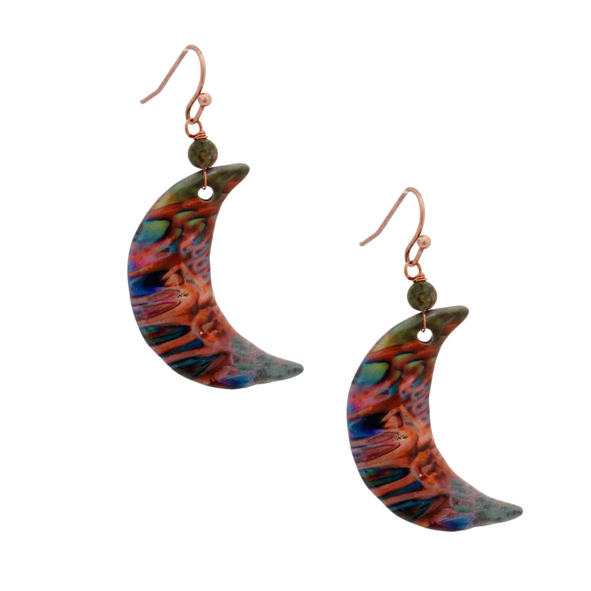 Rose Gold Painted Moon Earrings