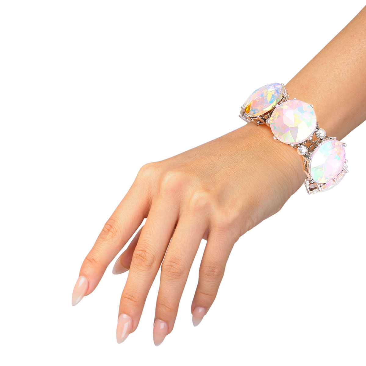 Silver Aurora Borealis Round Crystal Bracelet