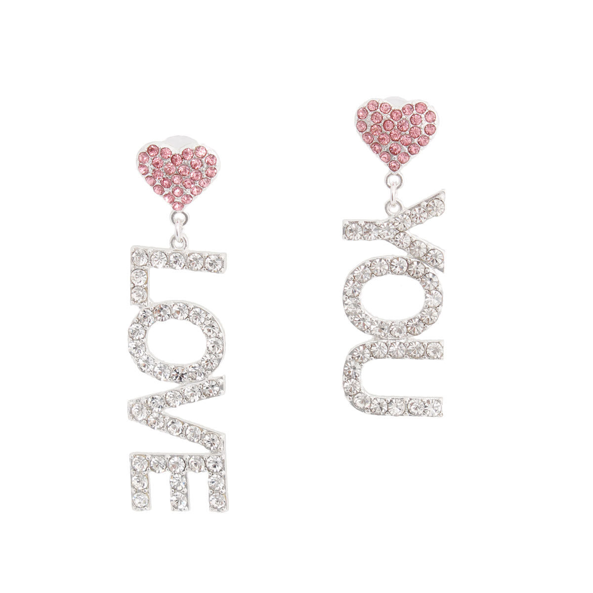 Pink Silver LOVE YOU Earrings