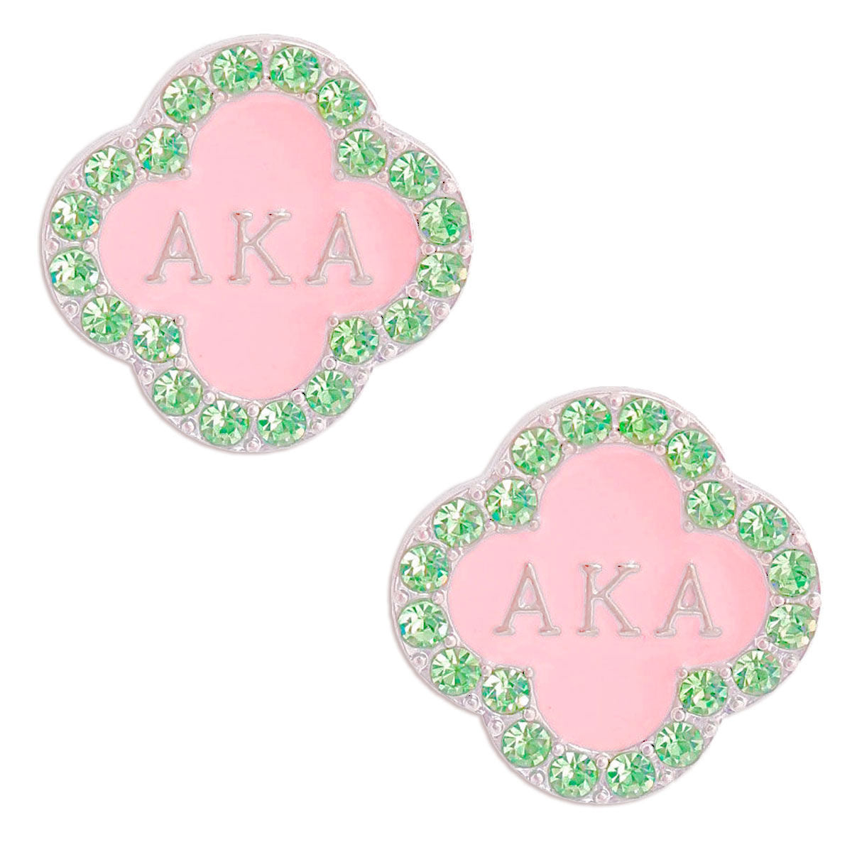 Pink Green Sorority Studs