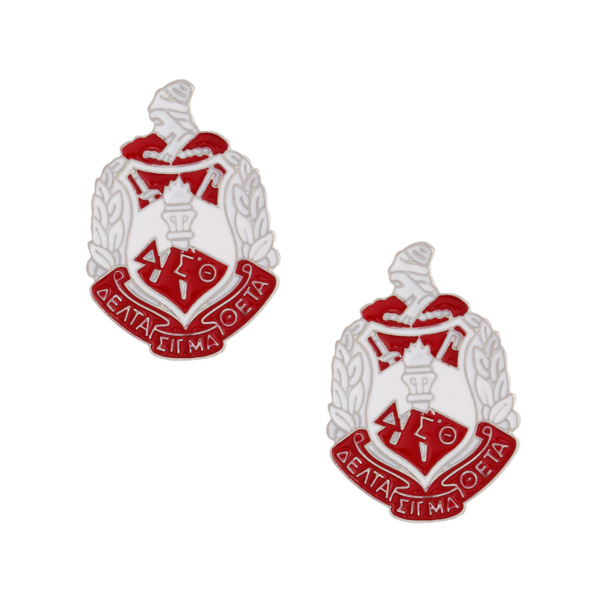 Red White Crest Studs