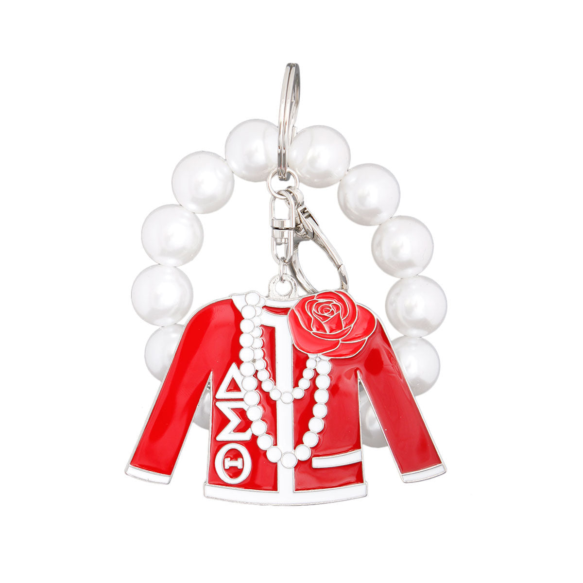 Red and White Sorority Keychain