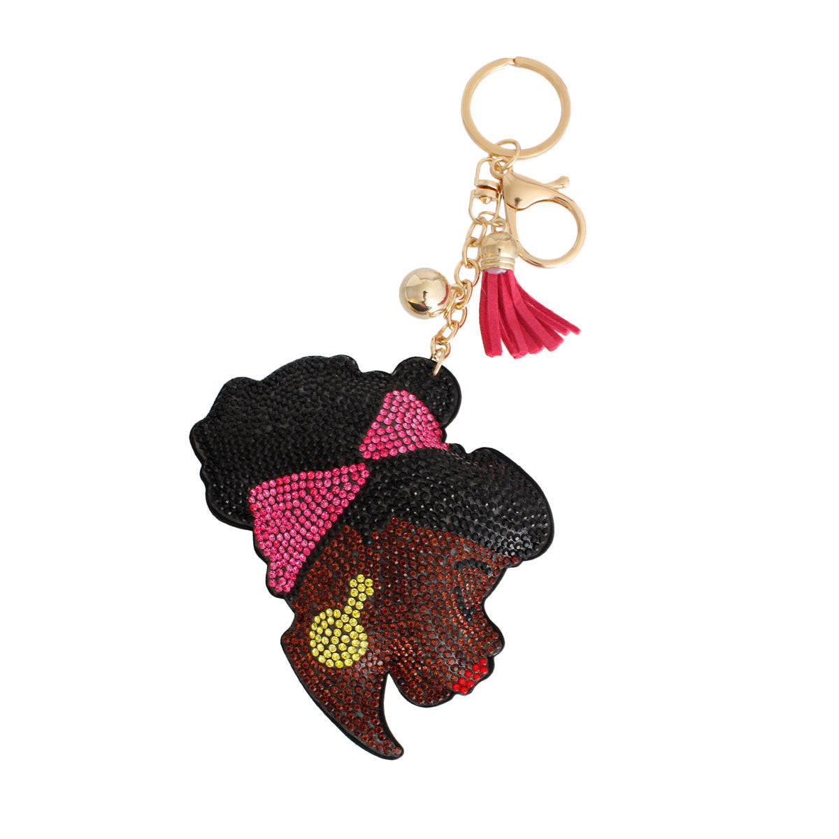 Pink Headband Woman Keychain