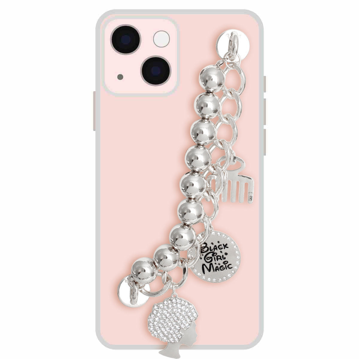 Silver Black Girl Magic Phone Strap