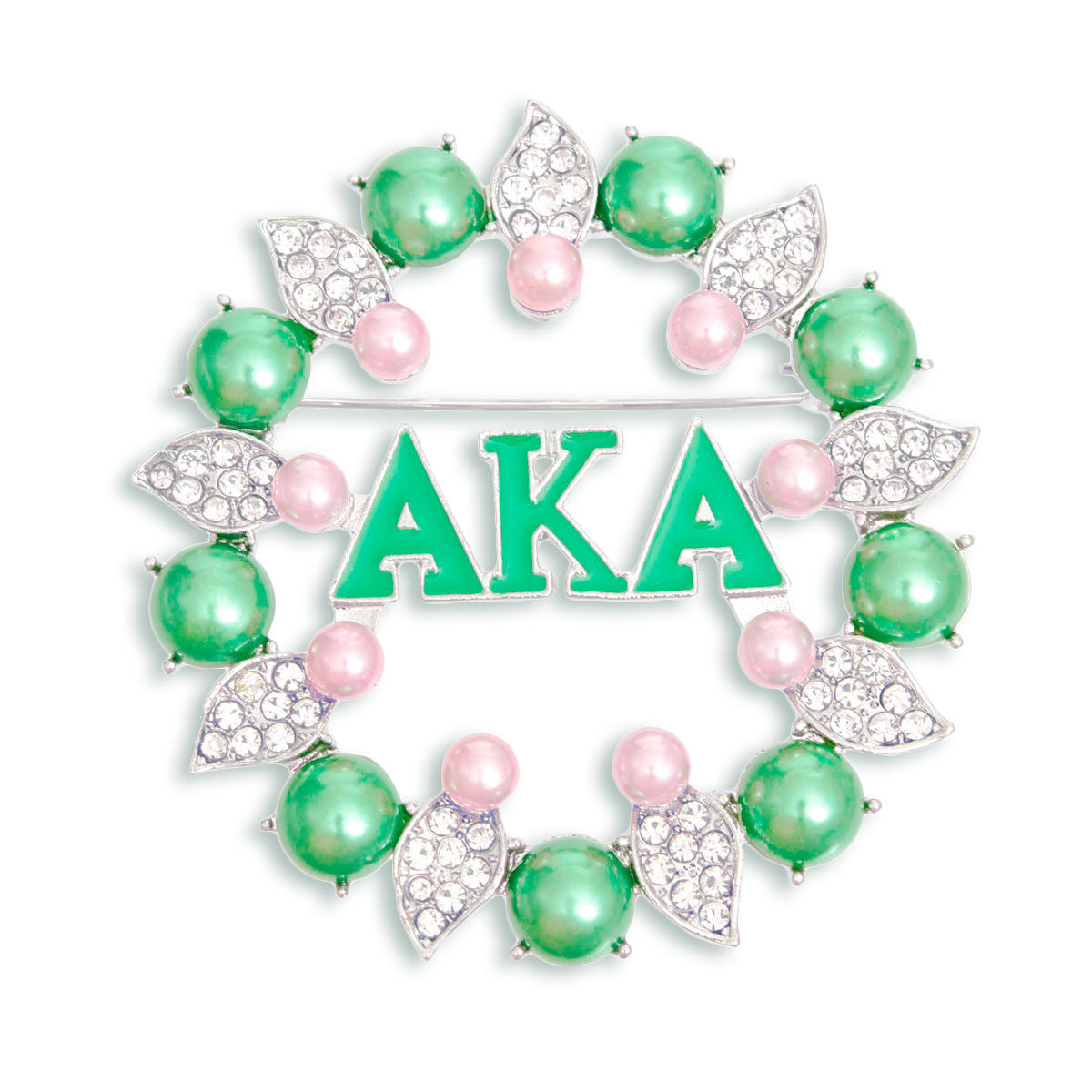 Brooch Pink Green AKA Pearl Pin for Women