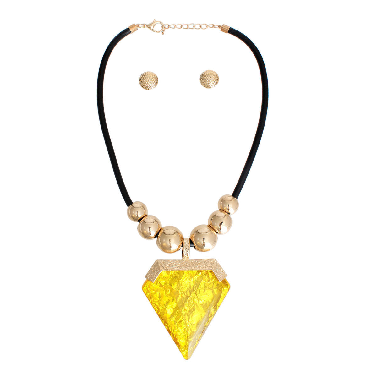 Yellow Diamond Shaped Pendant Set