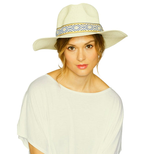 Ivory Straw Panama Fedora