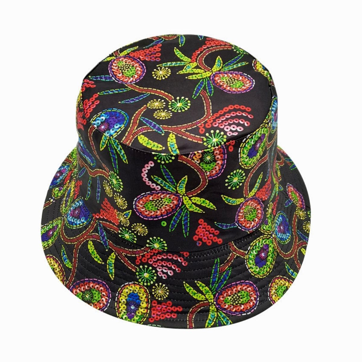 Black Paisley Color Reversible Bucket Hat