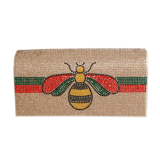 Designer Bee Gold Flap Clutch