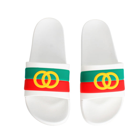 Size 9 White Stripe Slide