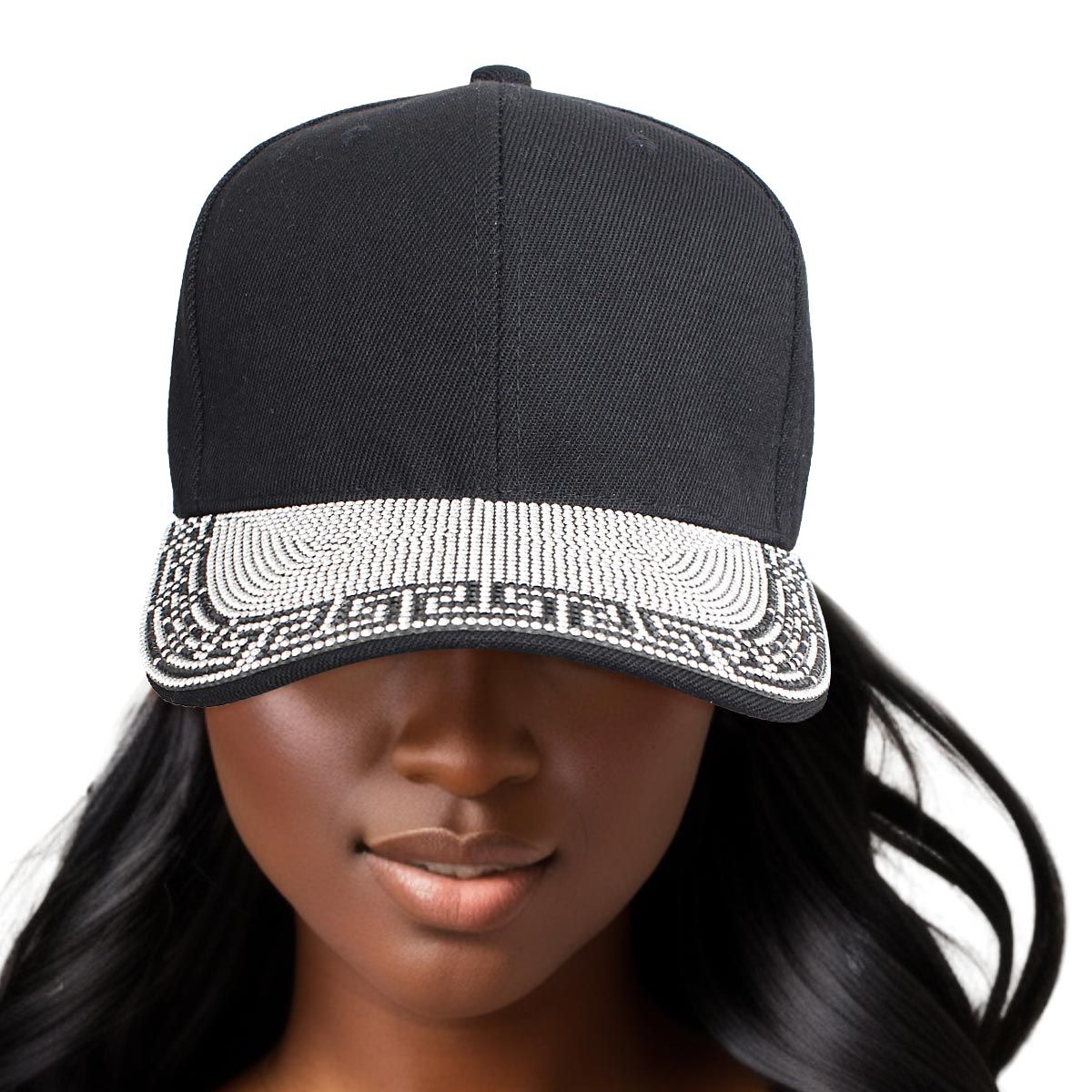 Hat Black Greca Bling Visor Baseball Cap for Women