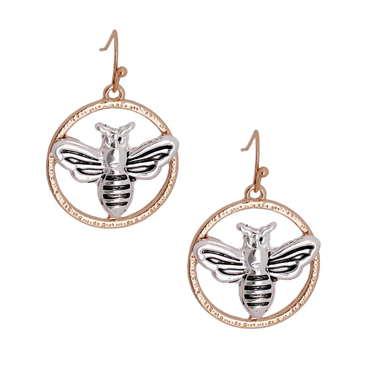 Burnished Metal Bee Earrings