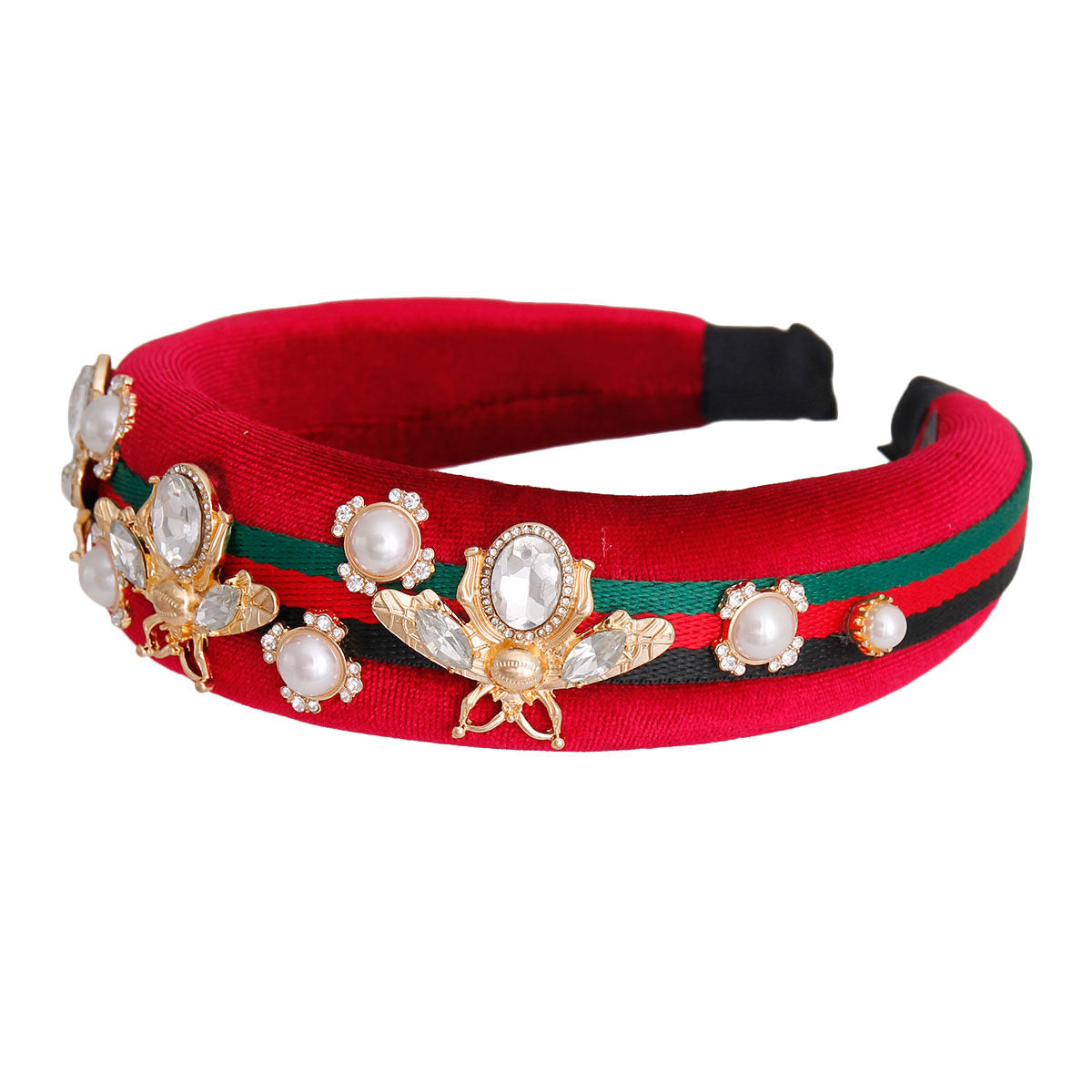 Designer Red Velvet Bee Padded Headband